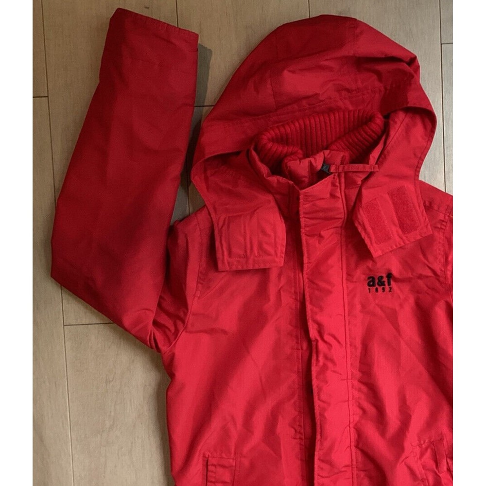 Abercrombie Boy Youth Jacket The A&F all-season weather warrior  Sz XL red Hood - Picture 7 of 10